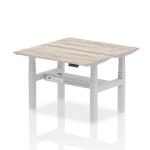 Air Back-to-Back 1200 x 600mm Height Adjustable 2 Person Bench Desk Grey Oak Top with Cable Ports Silver Frame HA01538