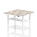 Air Back-to-Back 1200 x 600mm Height Adjustable 2 Person Bench Desk Grey Oak Top with Cable Ports White Frame HA01540