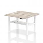 Air Back-to-Back 1200 x 600mm Height Adjustable 2 Person Bench Desk Grey Oak Top with Cable Ports White Frame HA01540