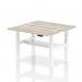 Air Back-to-Back 1200 x 600mm Height Adjustable 2 Person Bench Desk Grey Oak Top with Cable Ports White Frame HA01540