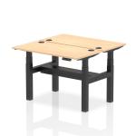 Air Back-to-Back 1200 x 600mm Height Adjustable 2 Person Bench Desk Maple Top with Cable Ports Black Frame HA01542