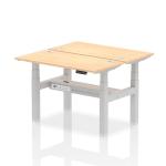 Air Back-to-Back 1200 x 600mm Height Adjustable 2 Person Bench Desk Maple Top with Cable Ports Silver Frame HA01544