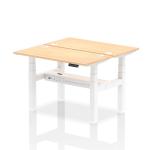 Air Back-to-Back 1200 x 600mm Height Adjustable 2 Person Bench Desk Maple Top with Cable Ports White Frame HA01546