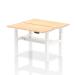 Air Back-to-Back 1200 x 600mm Height Adjustable 2 Person Bench Desk Maple Top with Cable Ports White Frame HA01546