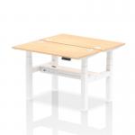 Air Back-to-Back 1200 x 600mm Height Adjustable 2 Person Office Bench Desk Maple Top with Cable Ports White Frame HA01546