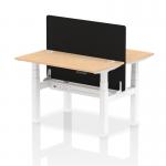 Air Back-to-Back 1200 x 600mm Height Adjustable 2 Person Office Bench Desk Maple Top with Cable Ports White Frame with Black Straight Screen HA01547