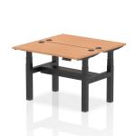 Air Back-to-Back 1200 x 600mm Height Adjustable 2 Person Bench Desk Oak Top with Cable Ports Black Frame HA01548