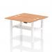 Air Back-to-Back 1200 x 600mm Height Adjustable 2 Person Office Bench Desk Oak Top with Cable Ports White Frame HA01552