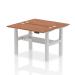 Air Back-to-Back 1200 x 600mm Height Adjustable 2 Person Bench Desk Walnut Top with Cable Ports Silver Frame HA01556