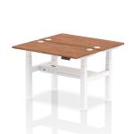 Air Back-to-Back 1200 x 600mm Height Adjustable 2 Person Bench Desk Walnut Top with Cable Ports White Frame HA01558