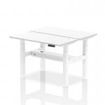 Air Back-to-Back 1200 x 600mm Height Adjustable 2 Person Office Bench Desk White Top with Cable Ports White Frame HA01564