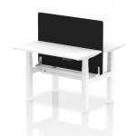 Air Back-to-Back 1200 x 600mm Height Adjustable 2 Person Office Bench Desk White Top with Cable Ports White Frame with Black Straight Screen HA01565