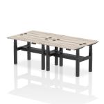 Air Back-to-Back 1200 x 600mm Height Adjustable 4 Person Bench Desk Grey Oak Top with Cable Ports Black Frame HA01572