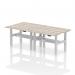 Air Back-to-Back 1200 x 600mm Height Adjustable 4 Person Bench Desk Grey Oak Top with Cable Ports Silver Frame HA01574