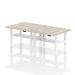 Air Back-to-Back 1200 x 600mm Height Adjustable 4 Person Bench Desk Grey Oak Top with Cable Ports White Frame HA01576