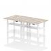 Air Back-to-Back 1200 x 600mm Height Adjustable 4 Person Bench Desk Grey Oak Top with Cable Ports White Frame HA01576