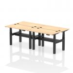 Air Back-to-Back 1200 x 600mm Height Adjustable 4 Person Office Bench Desk Maple Top with Cable Ports Black Frame HA01578