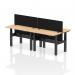 Air Back-to-Back 1200 x 600mm Height Adjustable 4 Person Office Bench Desk Maple Top with Cable Ports Black Frame with Black Straight Screen HA01579