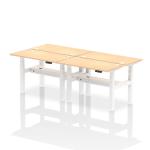 Air Back-to-Back 1200 x 600mm Height Adjustable 4 Person Bench Desk Maple Top with Cable Ports White Frame HA01582