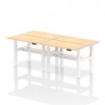 Air Back-to-Back 1200 x 600mm Height Adjustable 4 Person Office Bench Desk Maple Top with Cable Ports White Frame HA01582