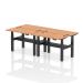 Air Back-to-Back 1200 x 600mm Height Adjustable 4 Person Bench Desk Oak Top with Cable Ports Black Frame HA01584