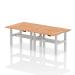Air Back-to-Back 1200 x 600mm Height Adjustable 4 Person Bench Desk Oak Top with Cable Ports Silver Frame HA01586