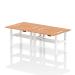 Air Back-to-Back 1200 x 600mm Height Adjustable 4 Person Bench Desk Oak Top with Cable Ports White Frame HA01588