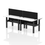 Air Back-to-Back 1200 x 600mm Height Adjustable 4 Person Bench Desk White Top with Cable Ports Black Frame with Black Straight Screen HA01597