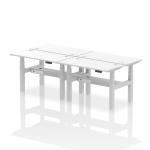 Air Back-to-Back 1200 x 600mm Height Adjustable 4 Person Bench Desk White Top with Cable Ports Silver Frame HA01598