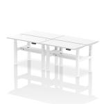Air Back-to-Back 1200 x 600mm Height Adjustable 4 Person Bench Desk White Top with Cable Ports White Frame HA01600