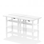 Air Back-to-Back 1200 x 600mm Height Adjustable 4 Person Office Bench Desk White Top with Cable Ports White Frame HA01600