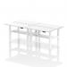 Air Back-to-Back 1200 x 600mm Height Adjustable 4 Person Office Bench Desk White Top with Cable Ports White Frame HA01600