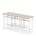 Air Back-to-Back 1200 x 600mm Height Adjustable 6 Person Bench Desk Grey Oak Top with Cable Ports White Frame HA01612