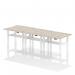 Air Back-to-Back 1200 x 600mm Height Adjustable 6 Person Bench Desk Grey Oak Top with Cable Ports White Frame HA01612