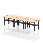 Air Back-to-Back 1200 x 600mm Height Adjustable 6 Person Bench Desk Maple Top with Cable Ports Black Frame HA01614