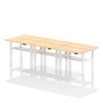Air Back-to-Back 1200 x 600mm Height Adjustable 6 Person Bench Desk Maple Top with Cable Ports White Frame HA01618