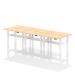 Air Back-to-Back 1200 x 600mm Height Adjustable 6 Person Bench Desk Maple Top with Cable Ports White Frame HA01618