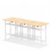 Air Back-to-Back 1200 x 600mm Height Adjustable 6 Person Office Bench Desk Maple Top with Cable Ports White Frame HA01618