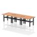 Air Back-to-Back 1200 x 600mm Height Adjustable 6 Person Bench Desk Oak Top with Cable Ports Black Frame HA01620