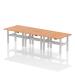 Air Back-to-Back 1200 x 600mm Height Adjustable 6 Person Bench Desk Oak Top with Cable Ports Silver Frame HA01622