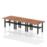 Air Back-to-Back 1200 x 600mm Height Adjustable 6 Person Bench Desk Walnut Top with Cable Ports Black Frame HA01626