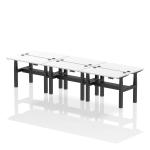Air Back-to-Back 1200 x 600mm Height Adjustable 6 Person Bench Desk White Top with Cable Ports Black Frame HA01632