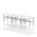 Air Back-to-Back 1200 x 600mm Height Adjustable 6 Person Bench Desk White Top with Cable Ports Silver Frame HA01634