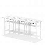 Air Back-to-Back 1200 x 600mm Height Adjustable 6 Person Office Bench Desk White Top with Cable Ports White Frame HA01636