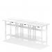 Air Back-to-Back 1200 x 600mm Height Adjustable 6 Person Office Bench Desk White Top with Cable Ports White Frame HA01636