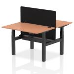 Air Back-to-Back 1200 x 800mm Height Adjustable 2 Person Bench Desk Beech Top with Cable Ports Black Frame with Black Straight Screen HA01639