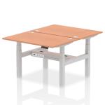 Air Back-to-Back 1200 x 800mm Height Adjustable 2 Person Bench Desk Beech Top with Cable Ports Silver Frame HA01640