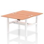 Air Back-to-Back 1200 x 800mm Height Adjustable 2 Person Bench Desk Beech Top with Cable Ports White Frame HA01642