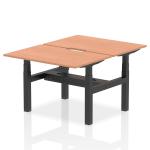 Air Back-to-Back 1200 x 800mm Height Adjustable 2 Person Bench Desk Beech Top with Scalloped Edge Black Frame HA01644