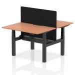 Air Back-to-Back 1200 x 800mm Height Adjustable 2 Person Bench Desk Beech Top with Scalloped Edge Black Frame with Black Straight Screen HA01645